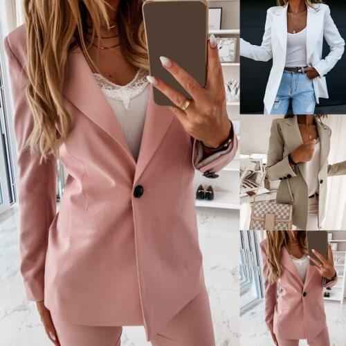 Womens suit Jacket Solid Color Turndown Collar Women Long Sleeve Buttons Blazer Fashion Blazers Casuual Suits костюм женский