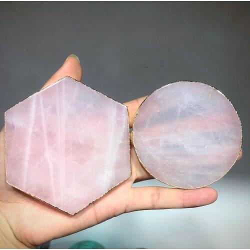 Natural rose quartz crystal powder coaster coasters stone coaster