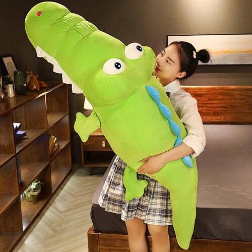 90/110cm Giant Size Real Life Crocodile Stuffed Doll Cute Animal Cayman Plush Toys for Child Soft Pillows Lovely Gift for Kids