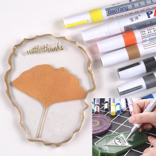 12 Color Paint Pen Metal Stroke Pen Silicone Mold Tool for For DIY Epoxy Resin Jewelry Art Decoration