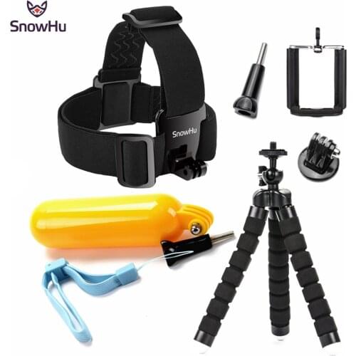 SnowHu for Yi 4K Accessories Kit Head Strap Monopod For Gopro Hero 9 8 7 6 5 4 for SJCAM for SJ4000 for Eken H9R camera GS63