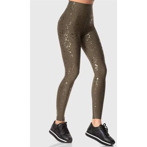 Superstacy High Waist Patterned Khaki Sports Leggings