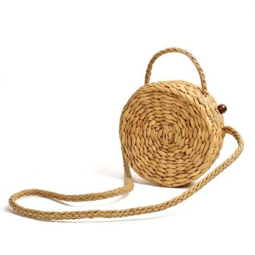 Round drum straw shoulder bag fashion rattan female handbag international trend retro fresh 2020 spring and summer crosbody bag