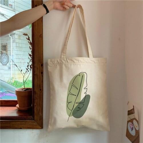 Retro Boho Plants Aesthetic Fashion Canvas Tote Bag Lady Handbag Harajuku Ulzzang Shoulder Bags Large Capacity Student Book Bag