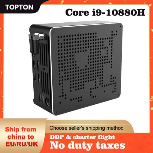 TOPTON Mini PC 10th Gen Intel i9 10980HK 10880H i7 10750H 2 Lans Win10 2*DDR4 2*NVME Gamer Desktop Computer 4K DP HDMI2.0