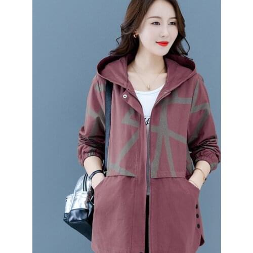 2021 Fashion Spring Autumn Women Trench Coat Mid-Length Middle-aged Mother Ladies Windbreaker Outerwear Lady Plus Size Outcoat