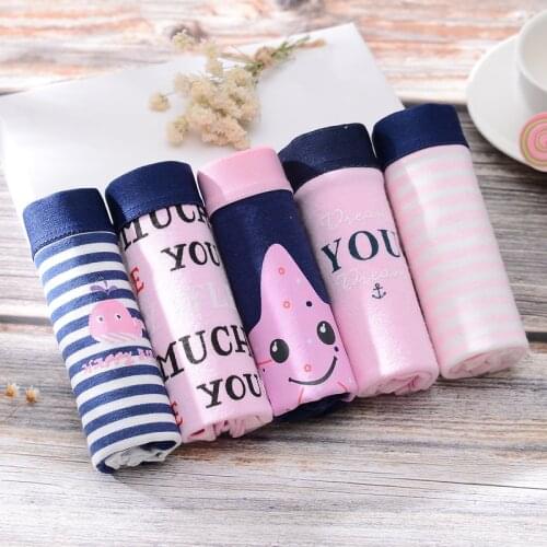 5 Pcs/lot Women Panties Cotton Underwear Sexy Lingeries Comfortable Girl Briefs Cartoon Cute Briefs Plus Size Briefs for Female
