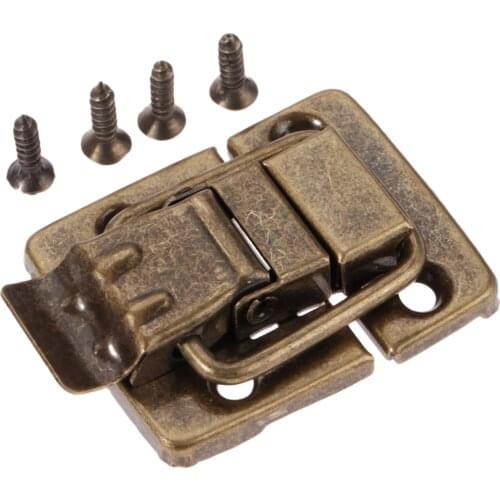 Vintage Metal Lock Hasp Antique Bronze Latch Clasp Toggle Buckle 30*36mm Jewelry Box Case Furniture Hardware Suitcase fitting