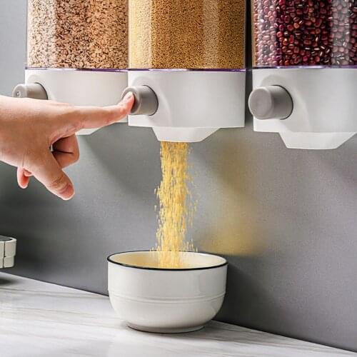 Indoor Kitchen Wall Sticky Pendant Grain Storage Box Transparent Plastic Box Sealed Button Pendant Storage Box