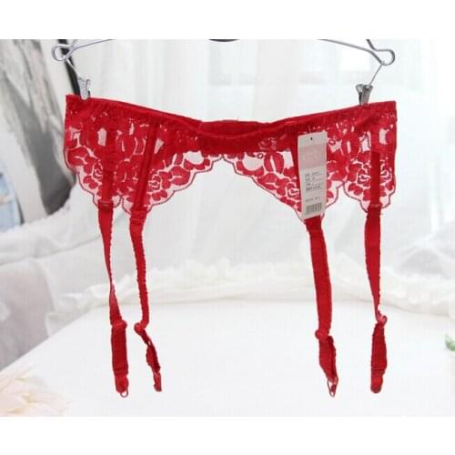 Yomrzl cheap sexy ladies' time to sockings with belt garter clip sexy red black lace leg wedding bridal garters M078