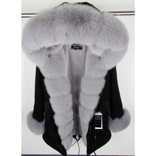 2021 Winter Jacket Women Real Fur Coat Natural Real Fox Fur Collar Loose Long Parkas 7XL Fashion Big Fur Outerwear Detachable