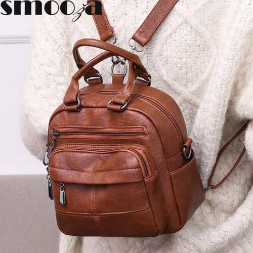SMOOZA Women Casual Handbag Womens Travel Shopping Backpack High Qualiyy Messenger Bag 2021 New Fashion PU Leather Shoulder Bag