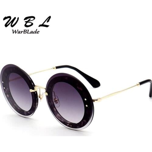WarBLade 2019 New Oversized Rimless Round Women Sunglasses Classic Fashion Brand Designer Sun Glasses Female Vintage Gradient