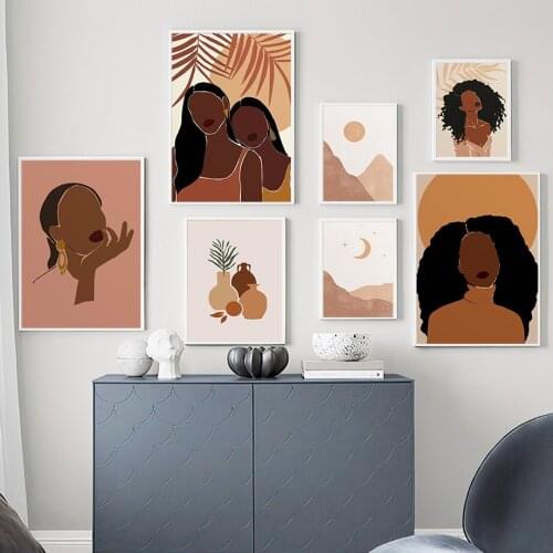 Woman Sky Sun Moon Star Mountain Palm Wall Art Canvas Painting Nordic Poster And Prints Wall Pictures For Living Room Boho Decor