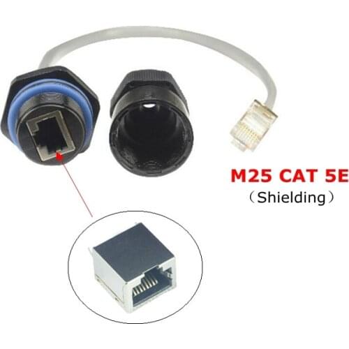 0.25M CAT5E RJ 45 Waterproof M25 shielded connector Ethernet CAT 5E RJ45 IP68 Water proof network cable for outdoor AP IP Camera
