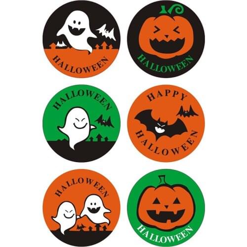 12Pcs(2 Papers) Halloween Pumpkin/Ghost Sticker Gift Packing Bag Sealing Decal Cake Cookies Biscuit Gift Ornament Decoration