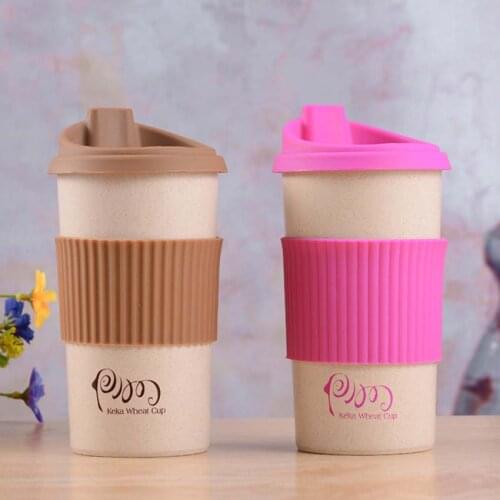 350/450/550ml Brief PP Plastic Coffee Cup Solid Color Coffee Tea Drinking Cup Travel Drinkware