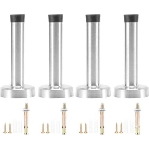 4 Set Stainless Steel Door Stopper Wall Mounted Door Holder With Hardware Screws Safety Accessory