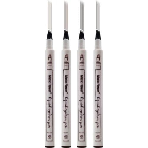 4pcs Eyebrow Tattoo Pen Waterproof Eyebrow Pencil With 4 Micro-Fork Tip Applicator For Natural Looking Brows Make Up Tool
