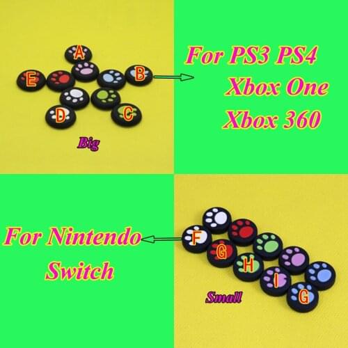 50-100pcs Silicone Cat paw print Analog Joystick Grips Cap Cover For Nintendo Switch For PS3 PS4 For XBOXONE XBOX 360