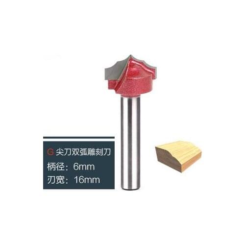 Free shipping,1pcs G-6*16mm(Shank*Blade Width)3D Lace Woodworking CNC Engraving Machine Milling Bit, double radian sharp cutter