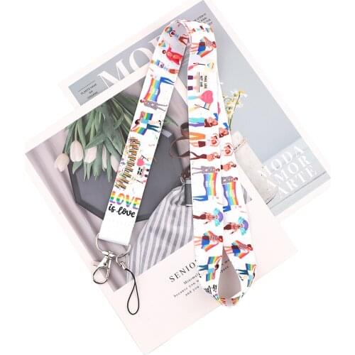 24pcs/lot MD1066 DMLSKY Cartoon Homosexual Love Lanyard Keychains Accessory For Phone USB ID Badge Holder Key Strap Neck lanyard