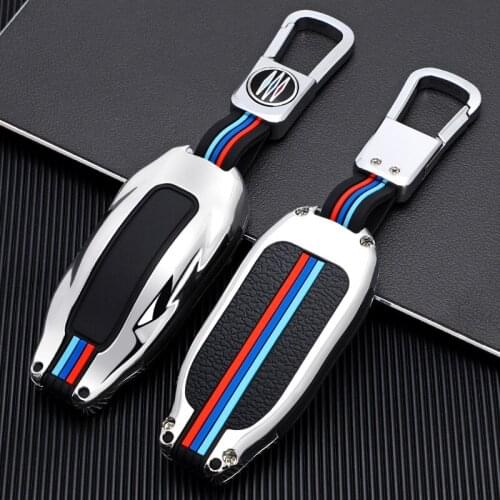 1Pcs Car Key Case Cover with Zinc Alloy Key Shell Storage Bag Protector Car Styling for Tesla Model S Model 3