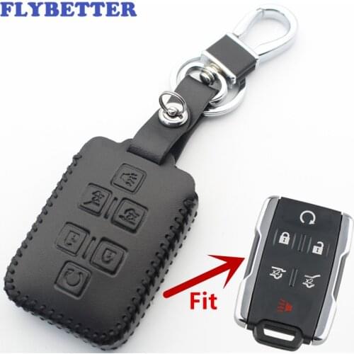 FLYBETTER Genuine Leather 6Button Keyless Remote Key Case Cover For Chevrolet Tahoe/Suburban/Sierra Car Styling L503