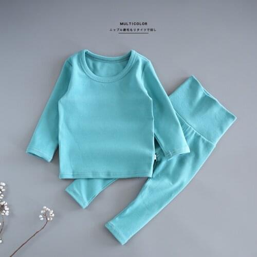 Kids clothes Underwear Cotton Unisex Solid Full Round Neck 2 pic a set pajamas boys and girls spring Autumn Underwear