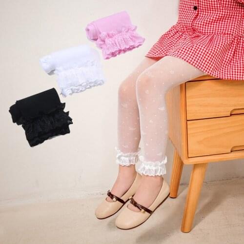 Childrens pantyhose spring and summer girls leggings baby white leggings thin dance leggings lace pants