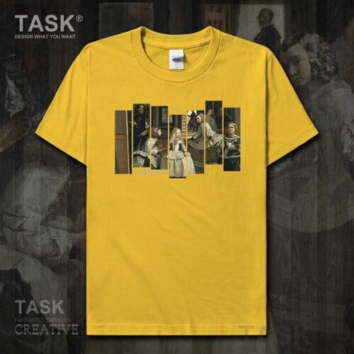 Personality fashion oil painting mens t-shirt Las Meninas retro print Short sleeve clothes cotton summer Fashion Streetwear top