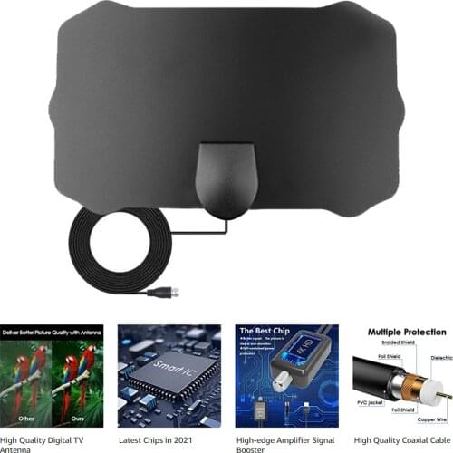 Kebidu 4K Indoor High Gain HD TV DTV Box Digital Antena TV Aerial Amplified 25/50/80/200Miles Booster Active Aerial