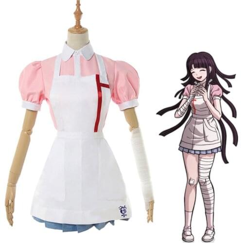 Dangan Ronpa 2 Mikan Tsumiki Cosplay Costumes Lolita Shirt Dress Suits Girls Halloween Danganronpa Mikan Cos Wig For Women