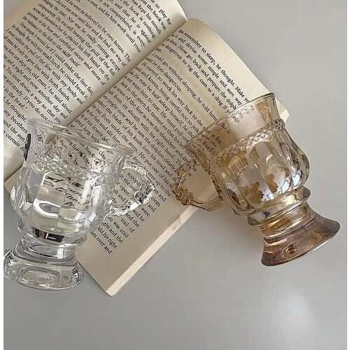 Creative Fashion Glasses Retro Para Relief Glass Mug Romantic Girl Heart Milk Tea Cups Juice European Style Cafe Clear Tumbler