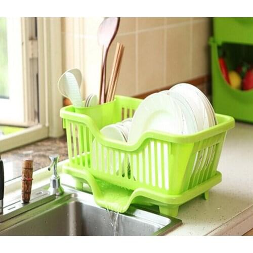 1PC Multi-functional Plastic Non-folding Storage Rack Dish Plate Bowl Drying Rack with Drainer Storage Holder Kitchen EJH 0760
