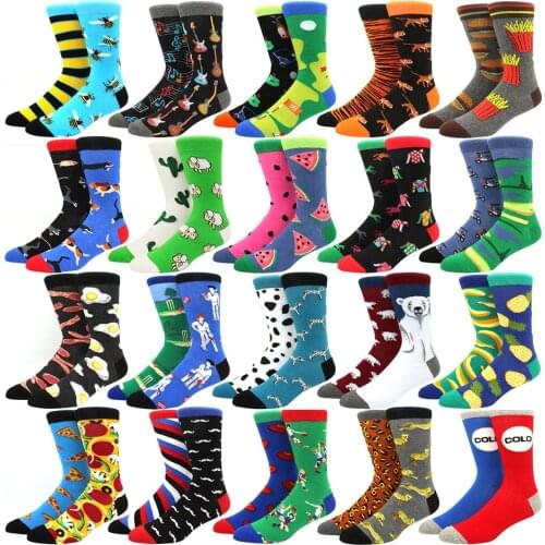 Man Socks Spring Summer Creative Cotton Animal Socks Funny Cute Art Flexible Fruit Female AB Socks Trend Harajuku Unisex