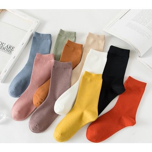 Glowing Future Fall Candy Color Cotton Socks Women Japanese Solid Color Purple Simple Sox Winter Korean Breathable Womens Socks