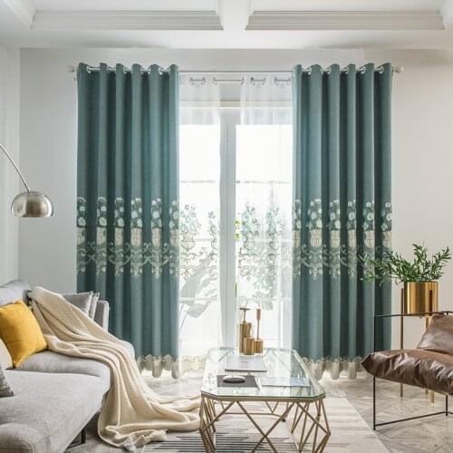 New Style Thick Shading Embroidered Embossed Curtains for Living Room Bedroom Study Room High Shading Rate Curtains