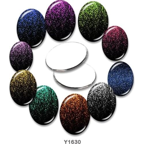 Color starry sky Oval glass cabochon 13x18mm/18x25mm/30x40mm flat back Making findings TRY1630
