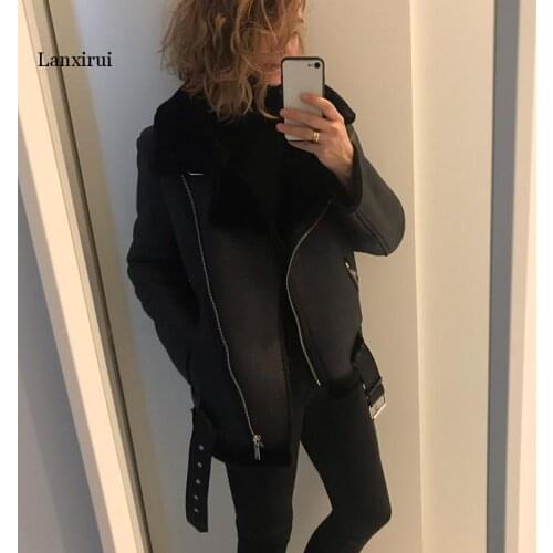 Winter Coats Women Thick Faux Leather Fur Sheepskin Coat Female Fur Leather Jacket Aviator Jacket Casaco Feminino