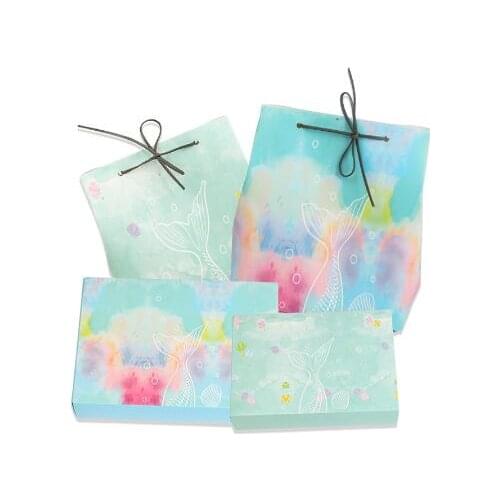 Fairy Mermaid Gift Box Packaging Slide Open Paper Box Packaging for Sweets Candy Cookie Donut Box Bakey Cake Box