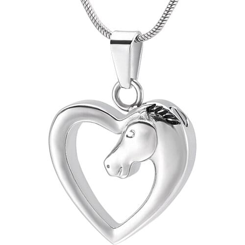 Horse Heart Memorial Jewelry 316L Stainless Steel Animal Cremation Urn Necklace Keepsake Pendant for Funeral Remembrance