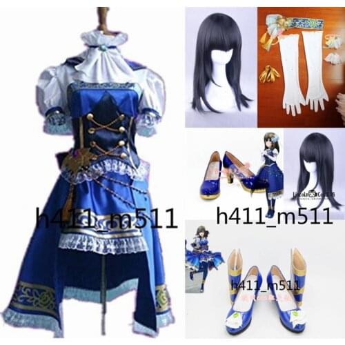 Full sets CINDERELLA MASTER We're the friends! Sagisawa Fumika cosplay costume dress wig and shoes