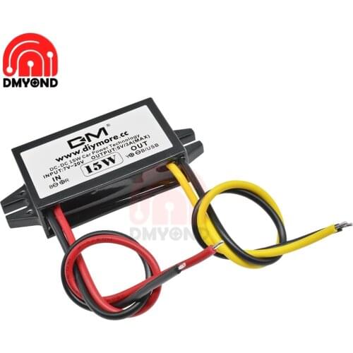 Dc to Dc Converter Step Down Buck Regulator 12V to 5V 3A 15W Car Monitor Potting Waterproof Power Supply 46mm X 27mm X 14mm