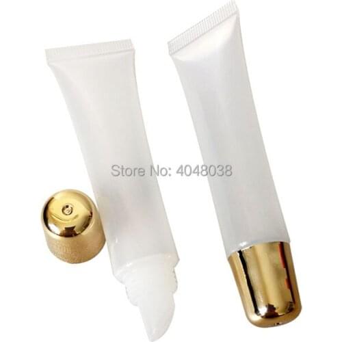 10g 15g 20g Empty Lip Gloss Squeeze Tubes Gold Silver Clear White Eye Cream Essence Packaging Lipgloss Squeeze Tubes 50pcs/lot
