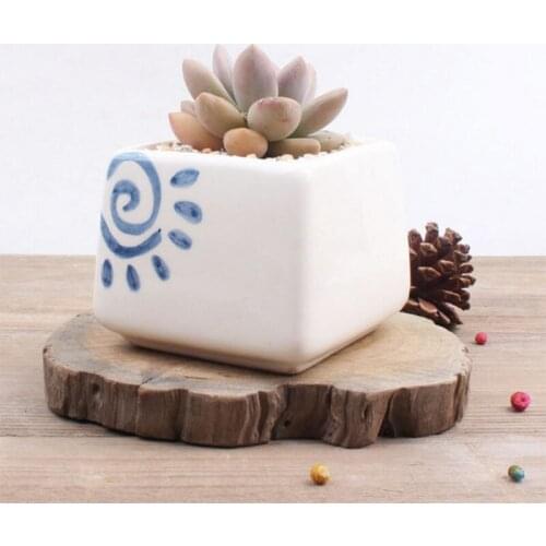 Blue Pink Series Flower Pot Planter Hand Painted Fleshy Flower Pot Desktop Ornaments Home Garden Decor Wholesale