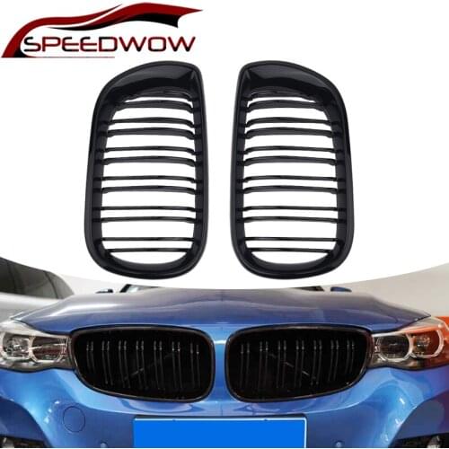 SPEEDWOW Car Front Double Slat Grille Car Kidney Racing Grills For BMW E46 4 Door 4D 3 Series 2002-2005 Car Exterior Accessories