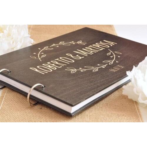 Personalized Rustic Wedding Guest Book Alternative,Custom Wooden Engraved Wedding Album,Customized Bride and Groom Name Guest Bo