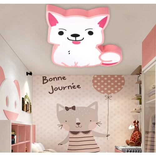 Warm Romantic Girl Princess Bedroom Led Dimming Lamp Kitten Ceiling Lamp Childrens Room Lamp Cartoon Lighting japan