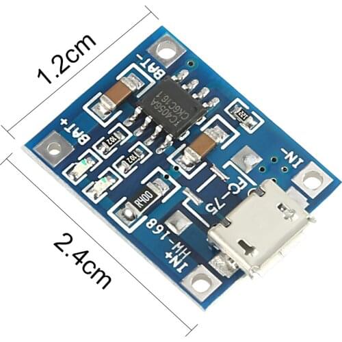 TP4056 5V TENSTAR ROBOT 1A Micro USB 18650 Lithium Battery Charging Board Charger Module+Protection Dual Functions